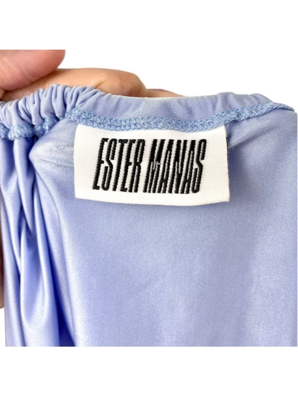Ester Manas Periwinkle One Size Spaghetti Straps Ruched Stretch Midi Dress OS - Picture 4 of 5